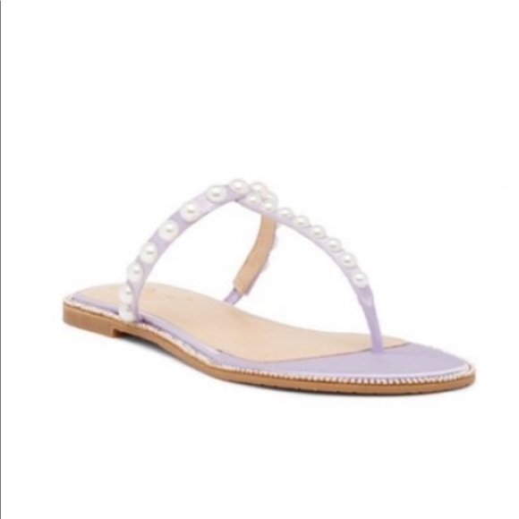 Badgley Mischka Grant Satin Jewel Pearl Embellished T-Strap Sandals New in Box - Picture 10 of 10